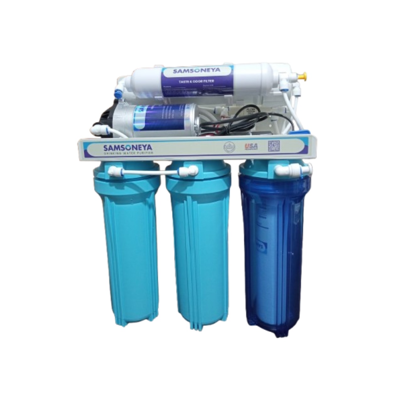 Samsoneya Aqua Plus RO Water Purifier delivering crystal-clear, mineral-rich drinking water for your home.